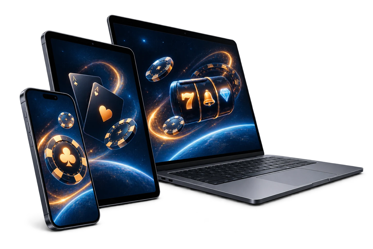 Spaceman369 Casino displayed on a smartphone, tablet and laptop